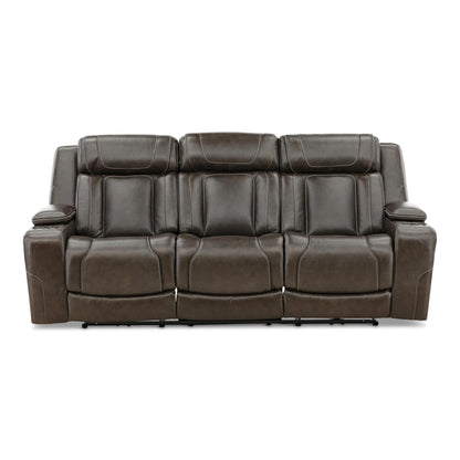 Denver Leather Power Reclining Sofa Charcoal