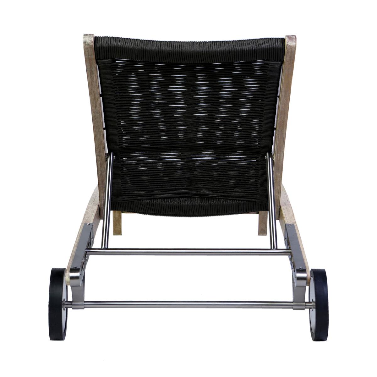 Chateau Outdoor Patio Adjustable Chaise Lounge Chair in Eucalyptus Wood and Gray Rope