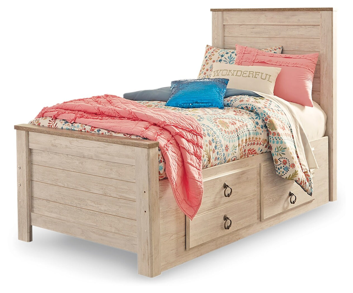 Willowton Panel Bed with 2 Storage Drawers Twin