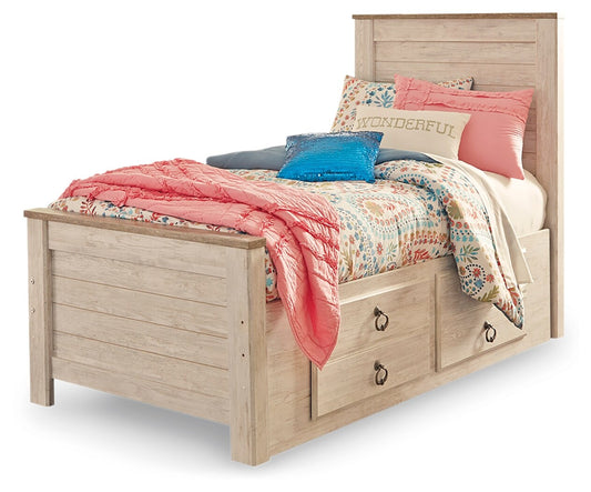 Willowton Panel Bed with 2 Storage Drawers Twin