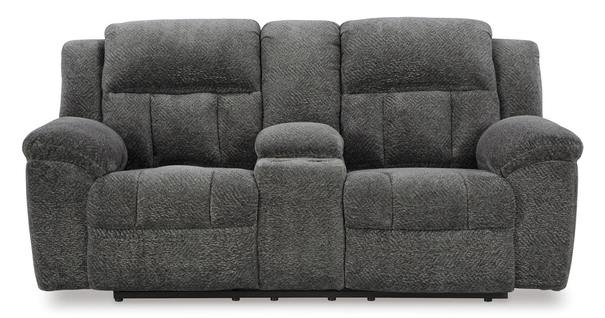 Frohn Reclining Console Loveseat Graphite