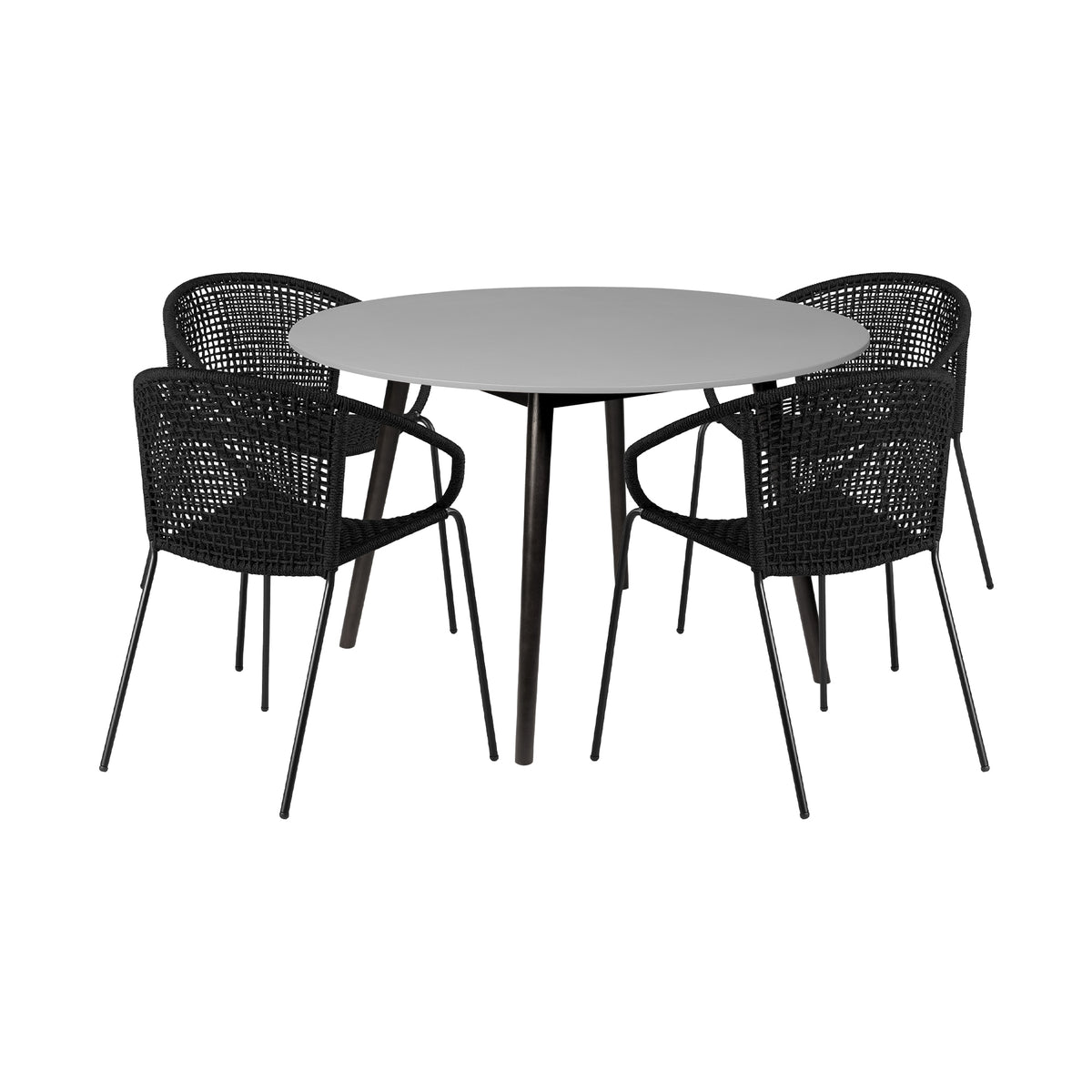 Sydney and Snack 5-Piece Outdoor Patio Dining Set Black
