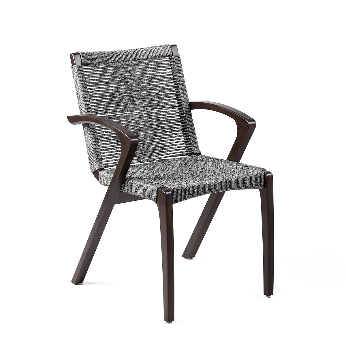 Nabila Outdoor Dark Eucalyptus Wood and Gray Rope Dining Chairs (Set of 2)