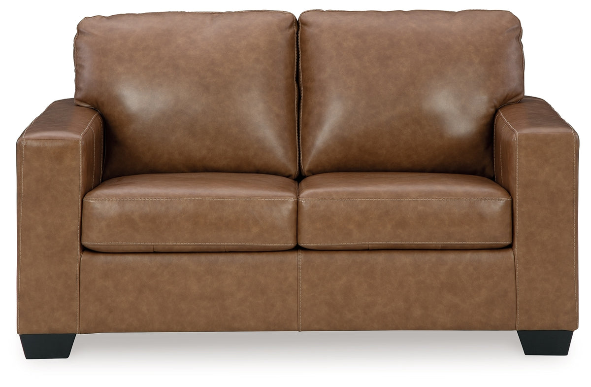 Bolsena Leather Loveseat Caramel