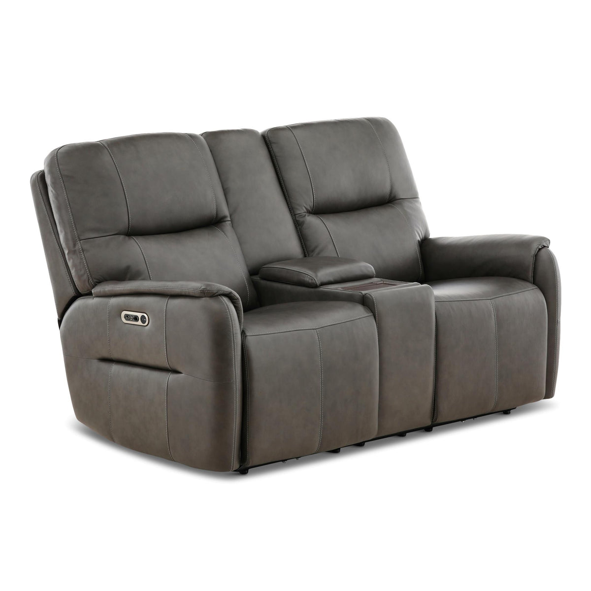 Flexsteel Walker Leather Power Reclining Console Loveseat