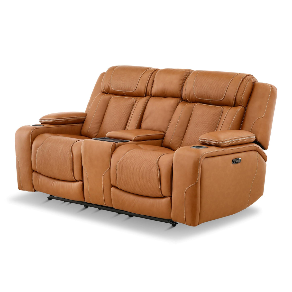 Denver Leather Power Console Loveseat