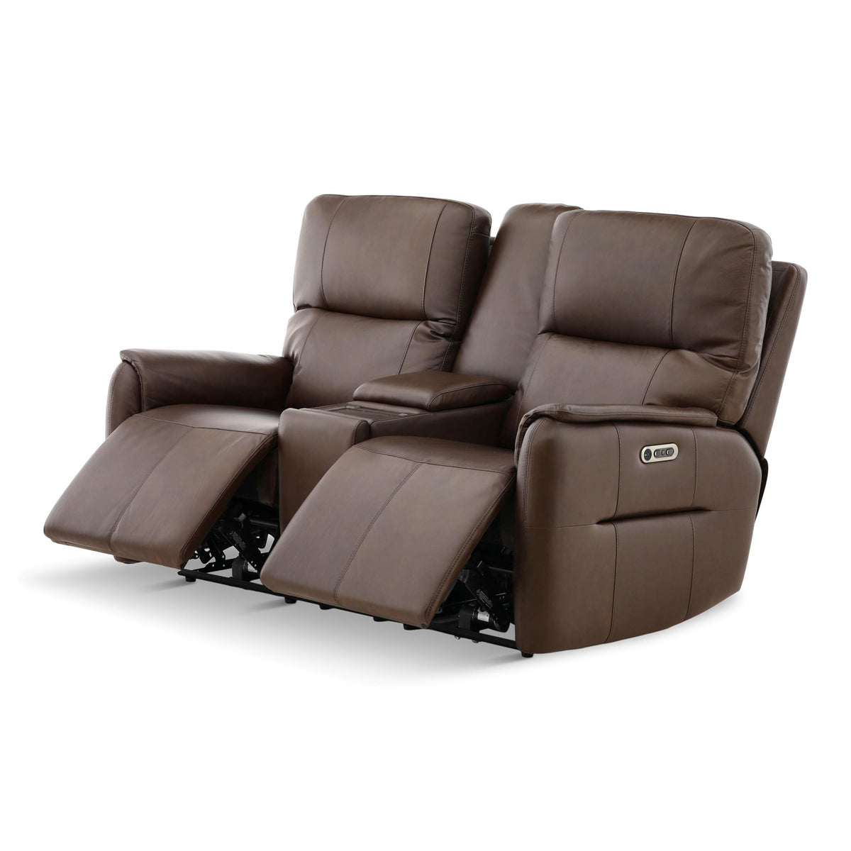 Flexsteel Walker Leather Power Reclining Console Loveseat