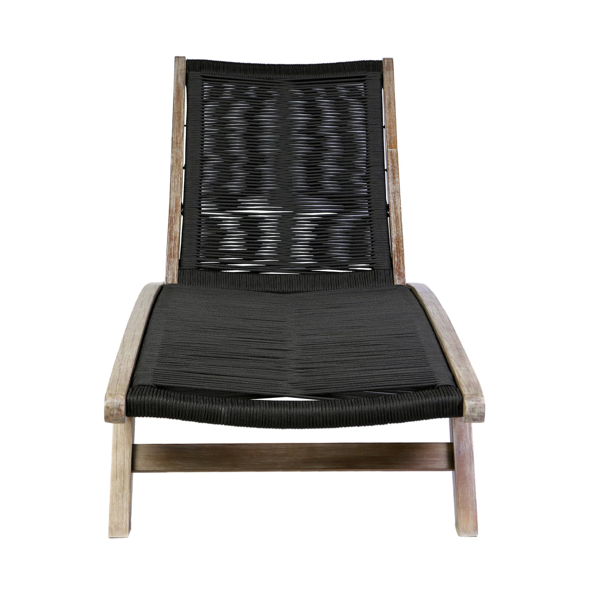 Chateau Outdoor Patio Adjustable Chaise Lounge Chair in Eucalyptus Wood and Gray Rope