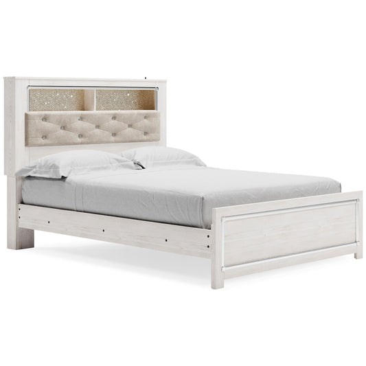 Ashley Altyra Queen Panel Bed with Upholstered Bookcase Headboard