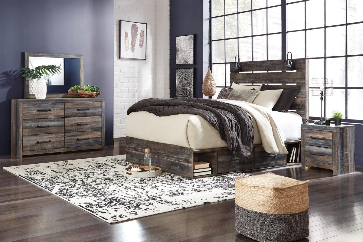 Drystan King Panel Bed with 2 Storage Drawers and 2 Cubbies