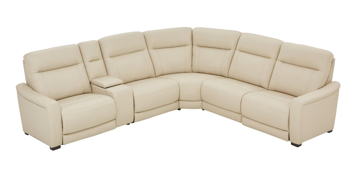 Newport 6-Piece Leather Power Reclining Sectional Almond
