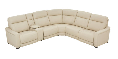Newport 6-Piece Leather Power Reclining Sectional Almond