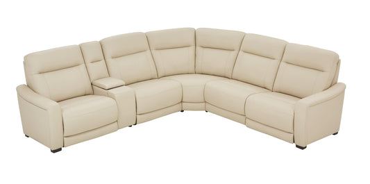 Newport 6-Piece Leather Power Reclining Sectional Almond