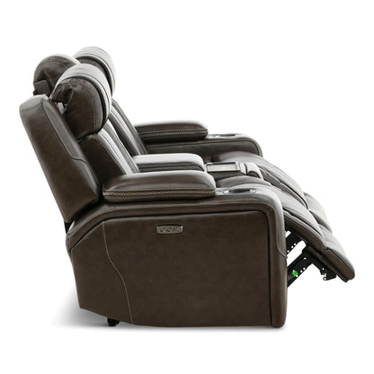 Denver Leather Power Console Loveseat