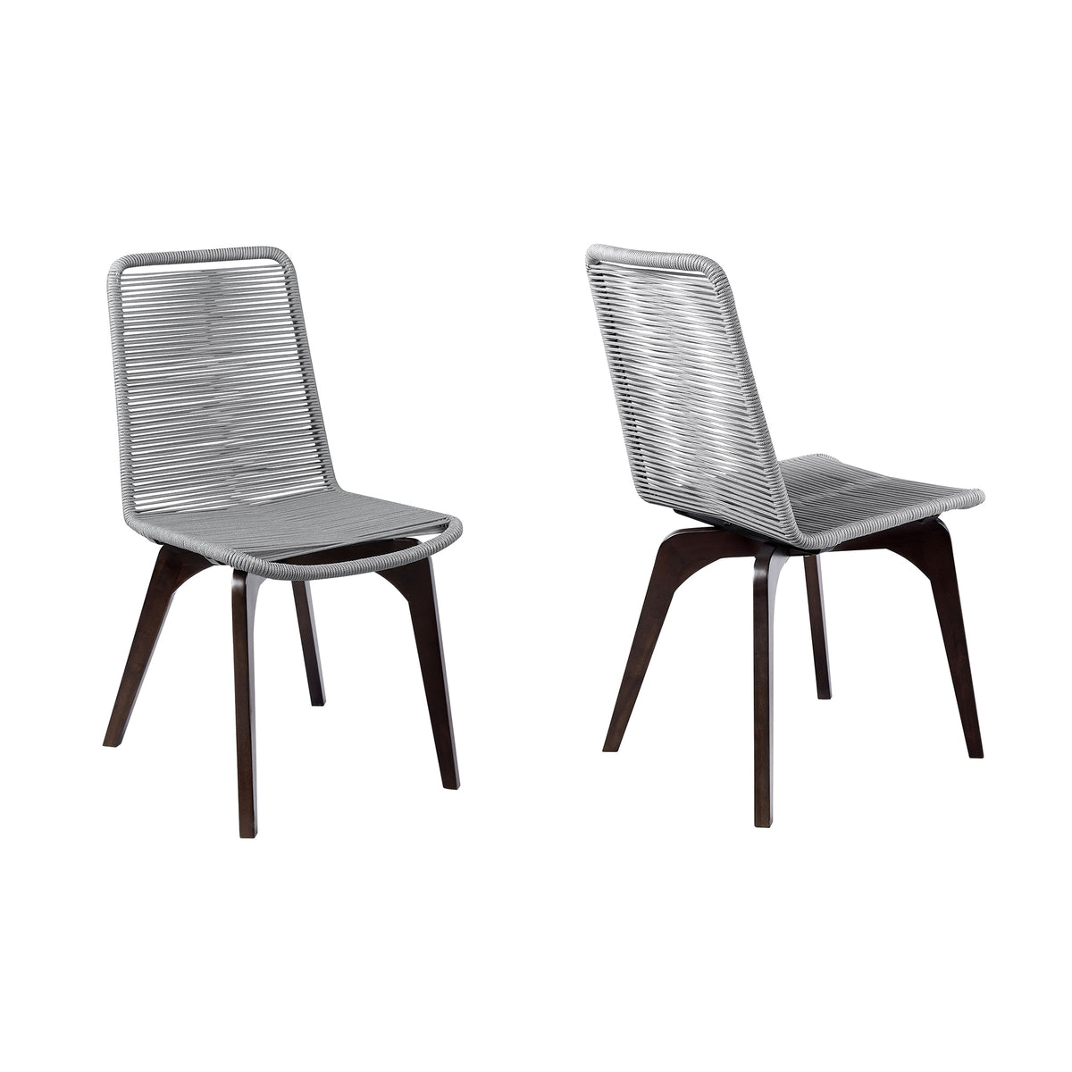 Snack Indoor Outdoor Stackable Steel Dining Chair with Gray Rope (Set of 2)