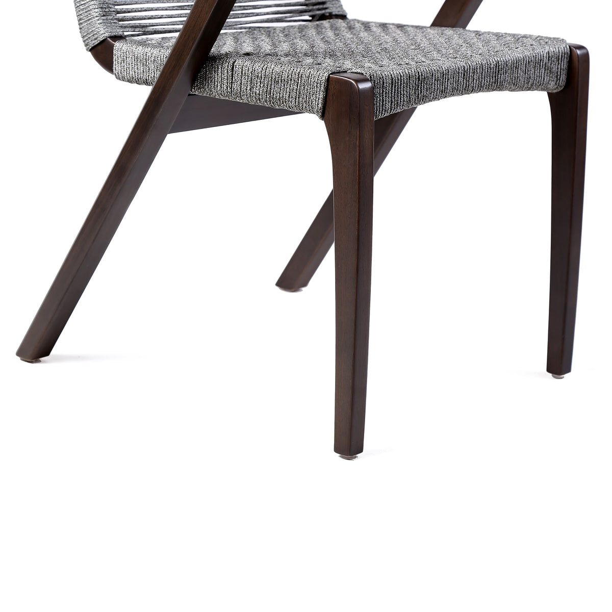 Nabila Outdoor Dark Eucalyptus Wood and Gray Rope Dining Chairs (Set of 2)