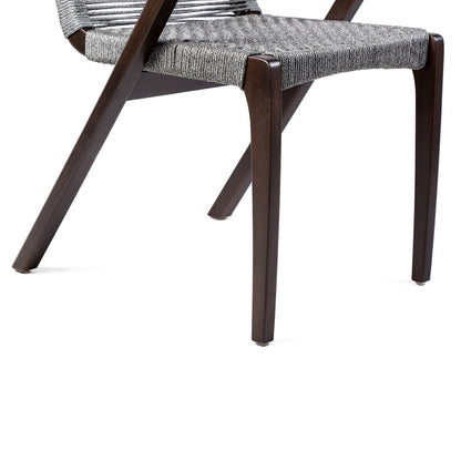 Nabila Outdoor Dark Eucalyptus Wood and Gray Rope Dining Chairs (Set of 2)