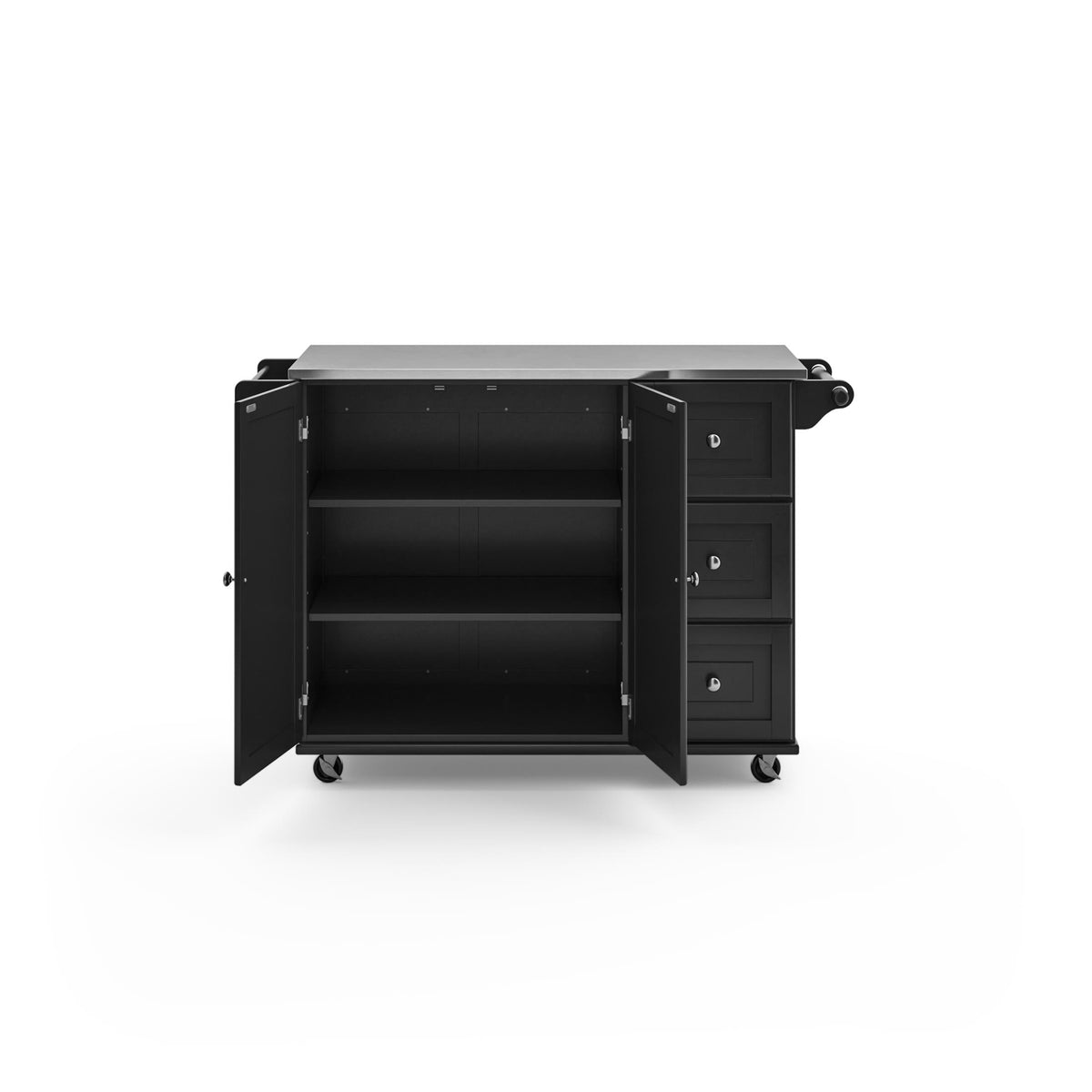 Dolly Madison 3 Drawer Kitchen Cart Black