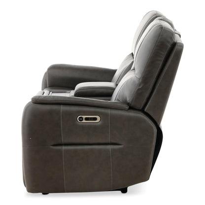 Flexsteel Walker Leather Power Reclining Console Loveseat