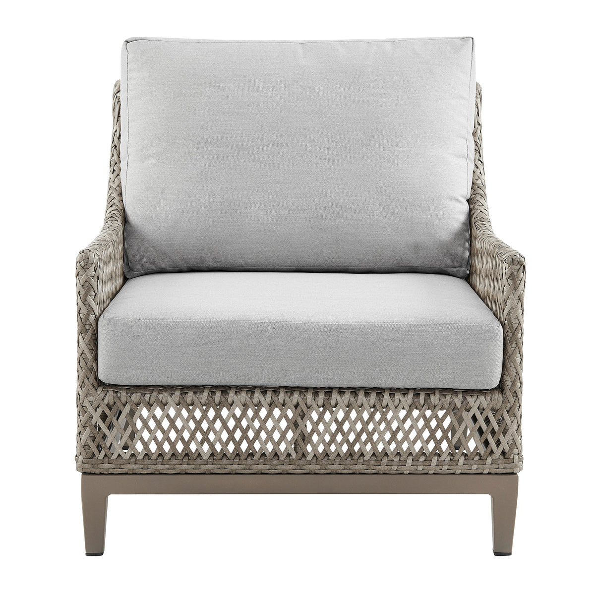 Silvana 4 Piece Outdoor Gray Fabric and Wicker Conversation Set