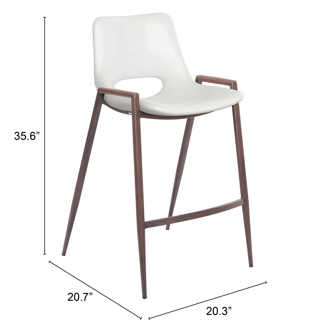Desi Counter Stool (Set of 2) White & Walnut