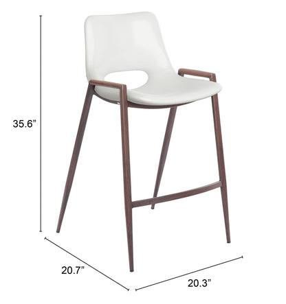 Desi Counter Stool (Set of 2) White & Walnut
