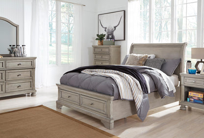 Lettner California King Sleigh Bed with 2 Storage Drawers
