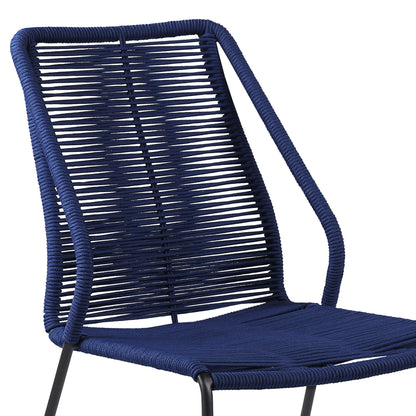 Clip Indoor Outdoor Stackable Steel Dining Chair with Rope