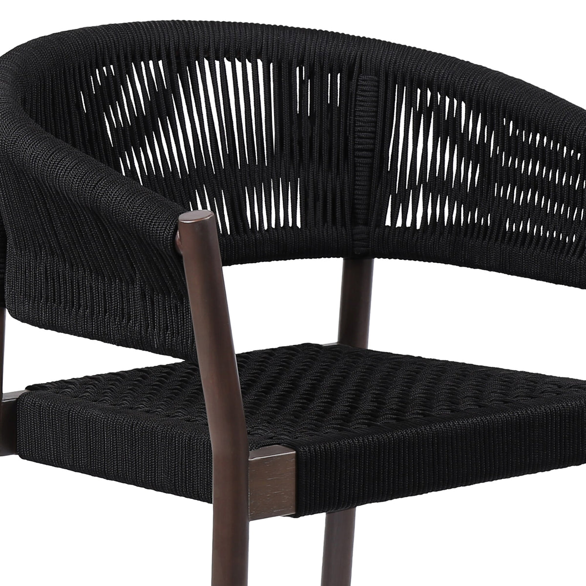 Doris Indoor Outdoor Dining Chair in Dark Eucalyptus Wood with Black Rope (Set of 2)