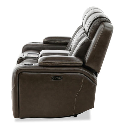 Denver Leather Power Console Loveseat