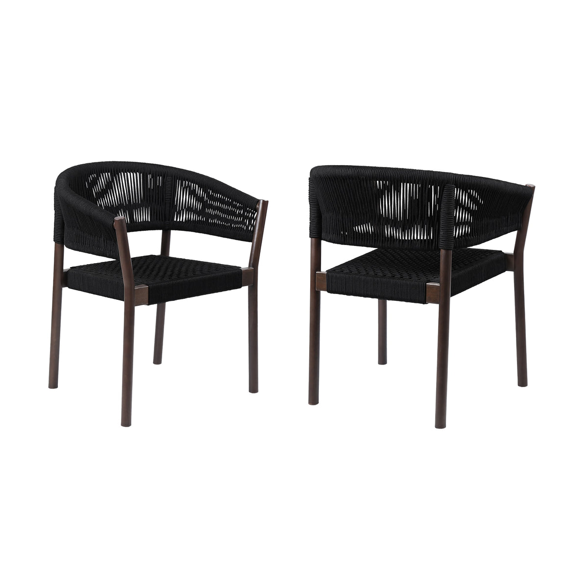 Doris Indoor Outdoor Dining Chair in Light Eucalyptus Wood with Charcoal Rope (Set of 2)