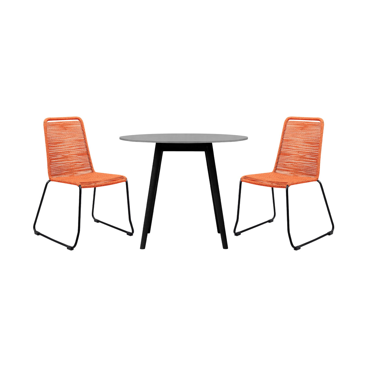 Sydney and Shasta 3 Piece Outdoor Patio 36" Dining Set Tangerine
