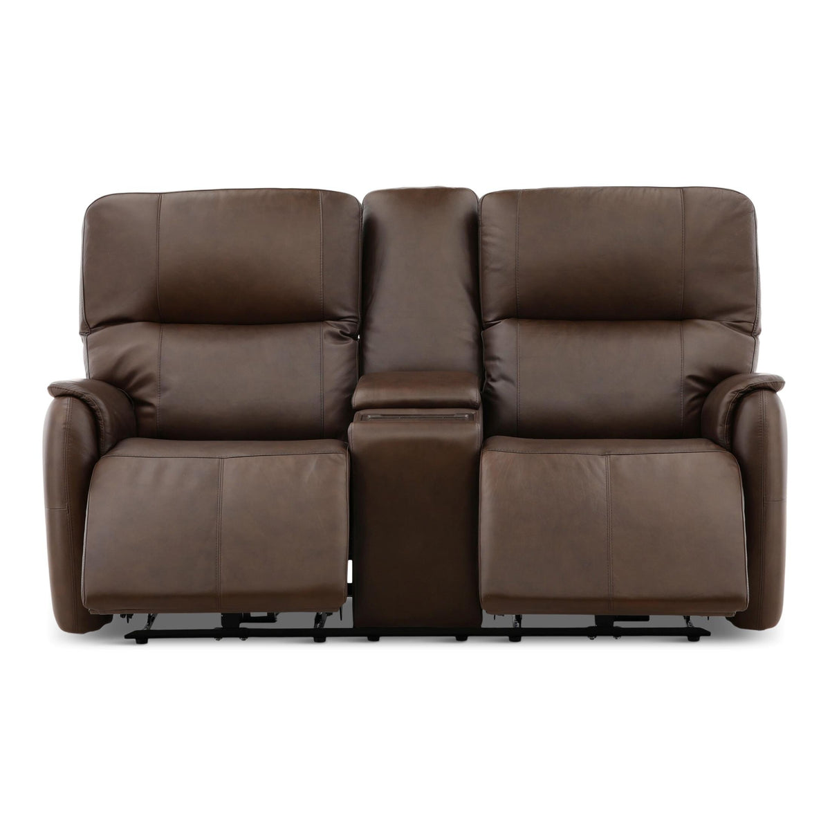 Flexsteel Walker Leather Power Reclining Console Loveseat