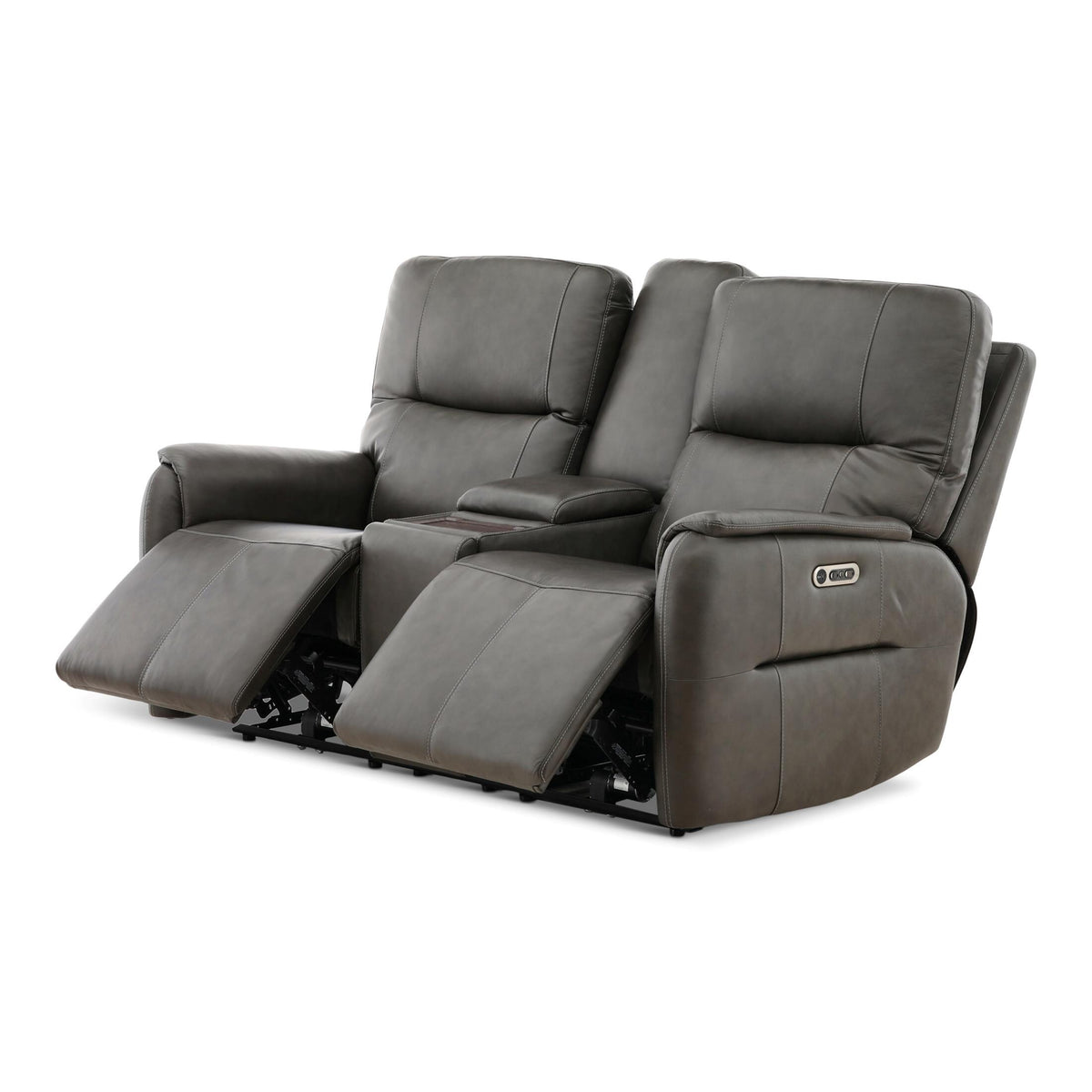 Flexsteel Walker Leather Power Reclining Console Loveseat