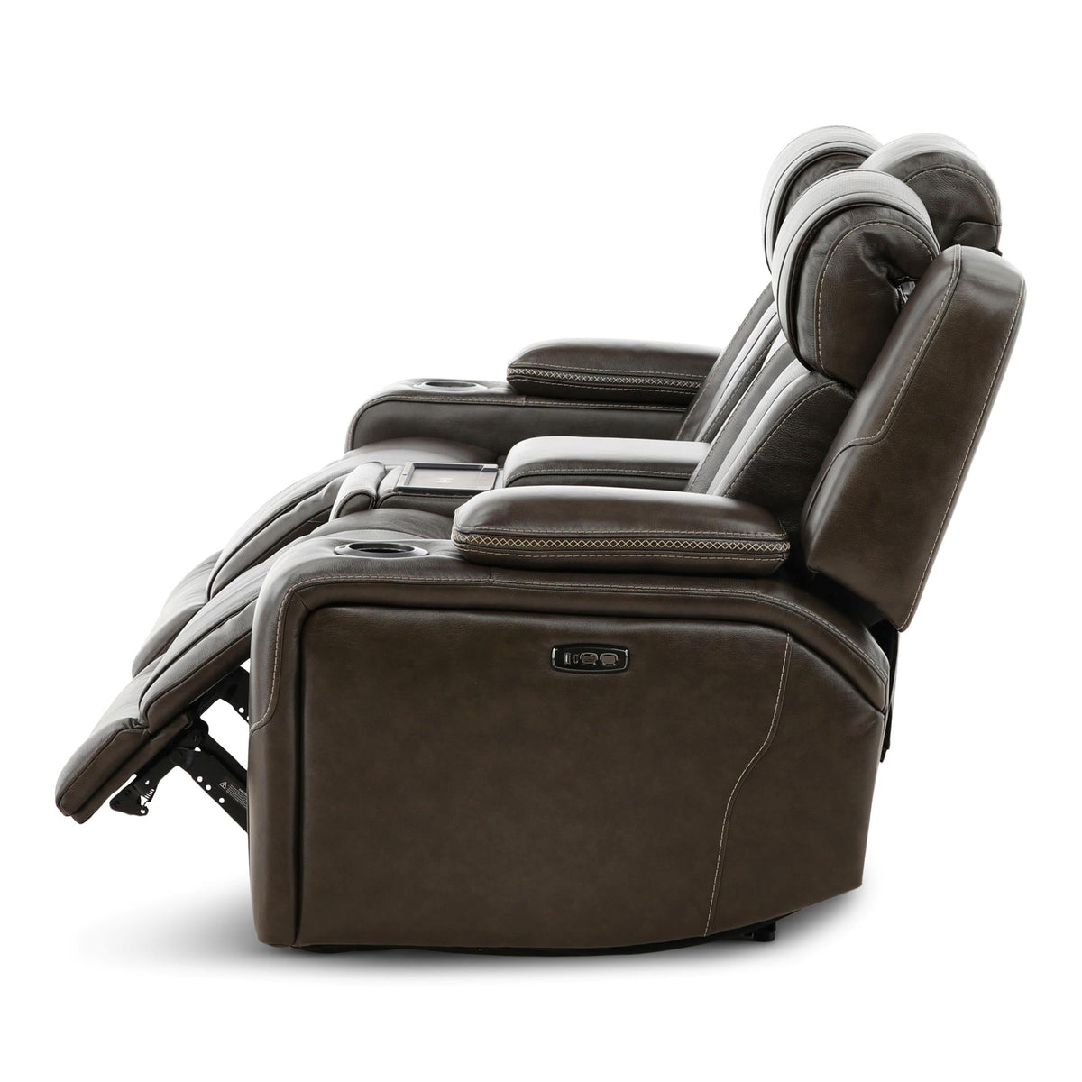 Denver Leather Power Console Loveseat