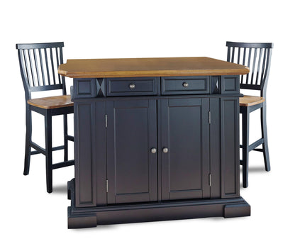 Montauk Kitchen Island Set Black