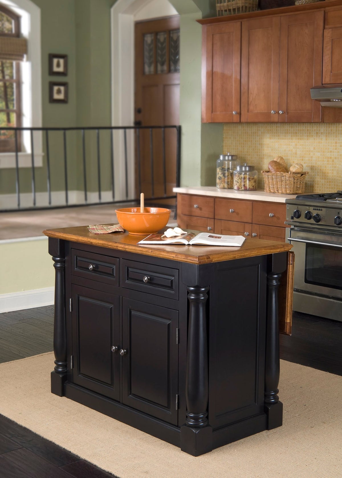 Monarch Kitchen Wood Top Island