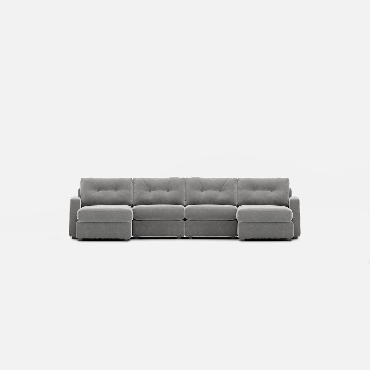 Modular One 4-Piece Sectional with Dual Chaise Granite