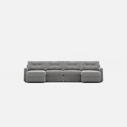 Modular One 4-Piece Sectional with Dual Chaise Granite