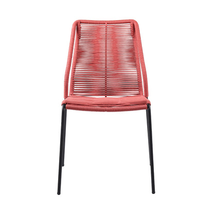 Clip Indoor Outdoor Stackable Steel Dining Chair with Rope Red
