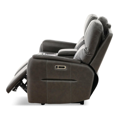 Flexsteel Walker Leather Power Reclining Console Loveseat