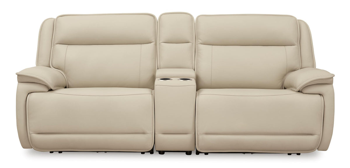 Double Deal 2-Piece Leather Power Reclining Loveseat with Console
