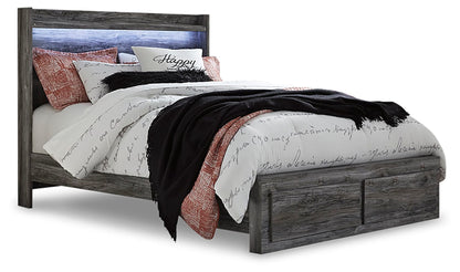 Baystorm Queen Panel Bed with 2 Storage Drawers Gray