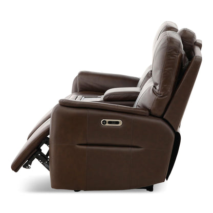 Flexsteel Walker Leather Power Reclining Console Loveseat