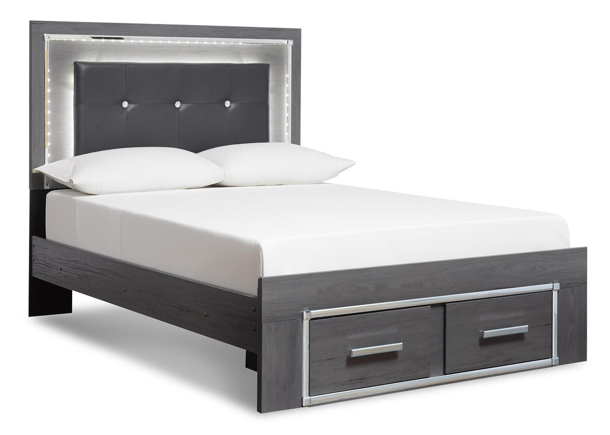 Lodanna Upholstered Panel Bed with 2 Storage Drawers Full Double