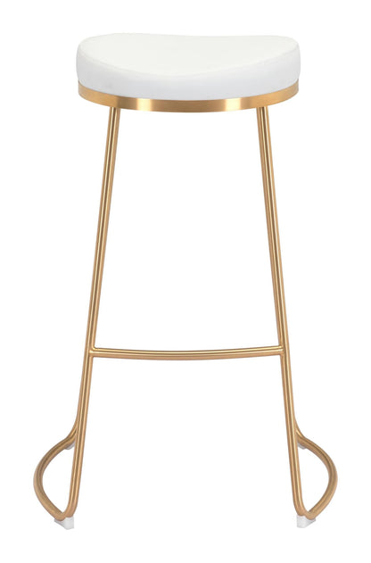 Bree Barstool (Set of 2) White & Gold