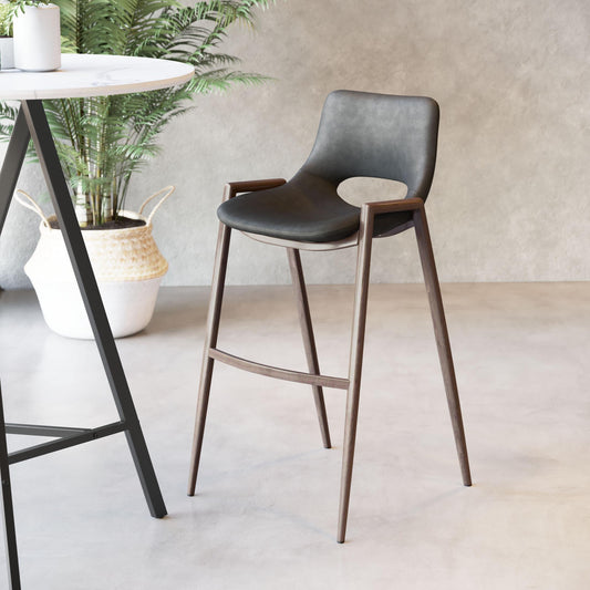 Desi Barstool (Set of 2) Black & Walnut - alternate view