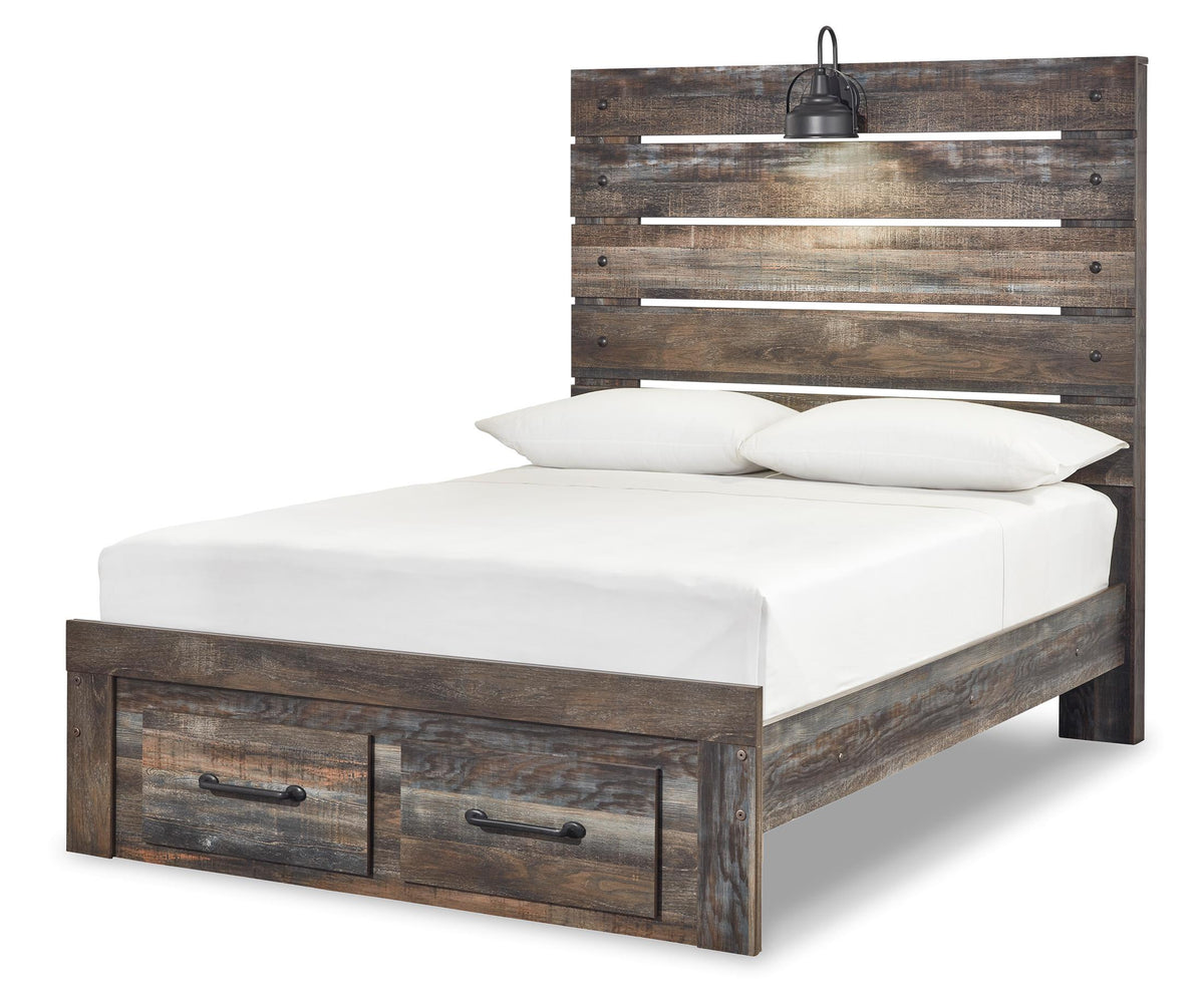 Drystan Full Panel Bed with 2 Storage Drawers
