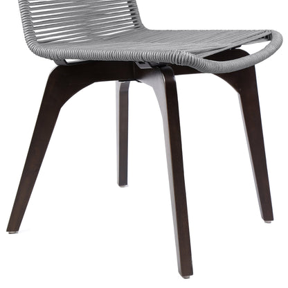 Snack Indoor Outdoor Stackable Steel Dining Chair with Gray Rope (Set of 2)