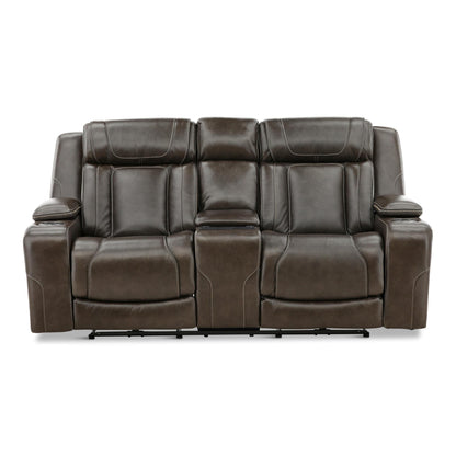 Denver Leather Power Console Loveseat Charcoal